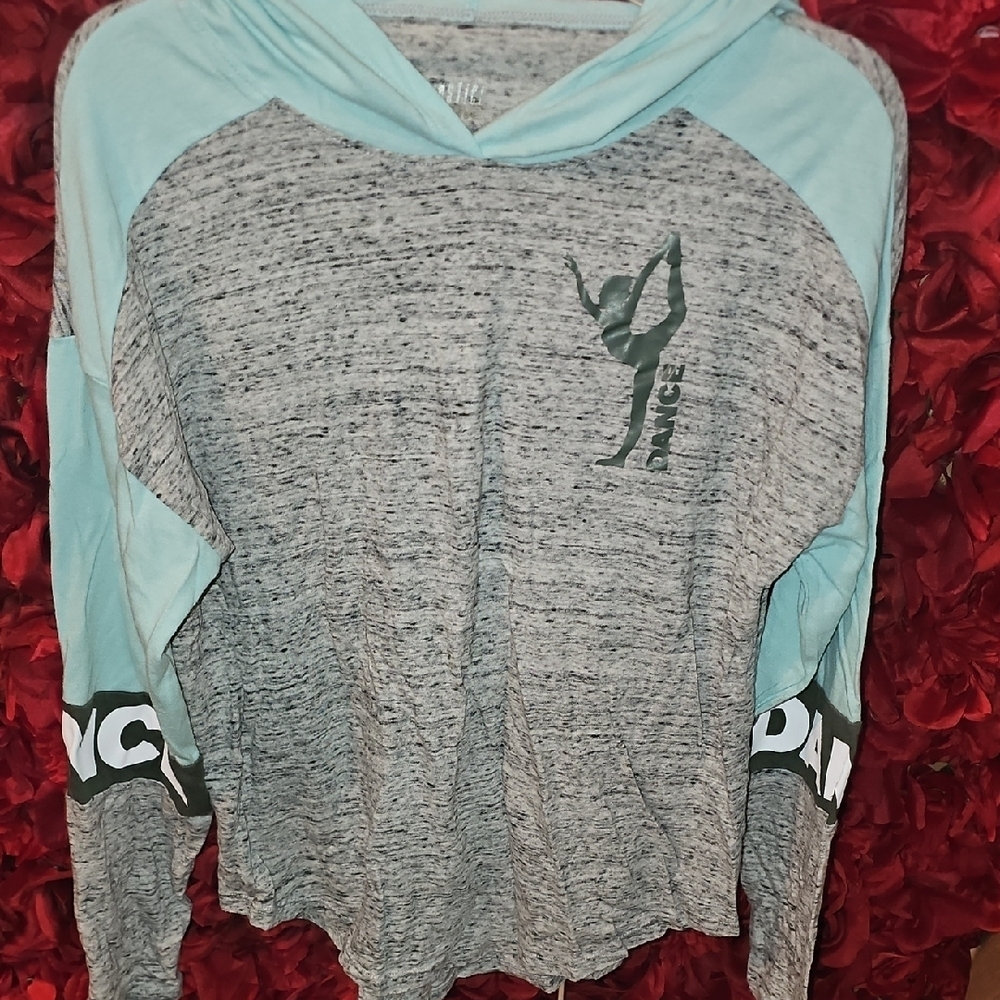 Justice Active Gray and Blue Dance Light Hoodie Size 12